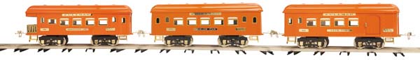 MTH 10-5082 Std. Gauge Orange Ives 180 Series Passenger Car Set (Set of 3)
