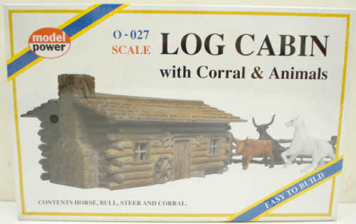 Model Power 6100 O Scale Log Cabin Kit w/ Corral & Animals Building Kit