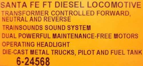 Lionel 6-30001 Santa Fe El Capitan O Gauge Diesel Train Set