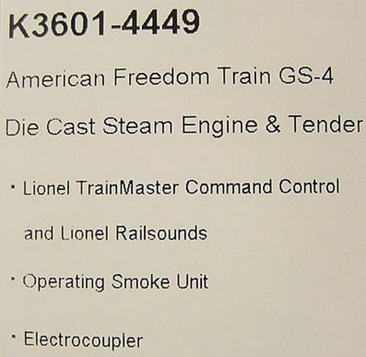 K-Line K-1122 O Gauge American Freedom Steam Passenger Train Set