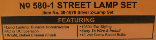 MTH 30-1078-A #580-1 O / O27 Scale Silver Round Lamp Post Set (Set of 2)