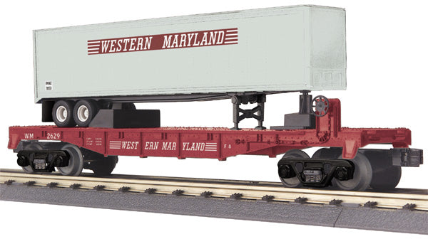 MTH 30-76336 O Western Maryland Flat Car w/Trailer