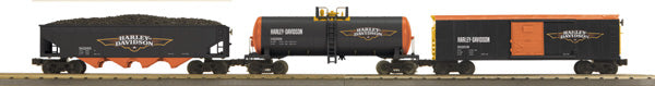 MTH 30-7045 O Harley-Davidson RailKing Freight Car Set (Set of 3)