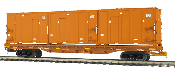 MTH 20-98675 East Carbon Development Orange 60' Flat Car w/Trash Containers