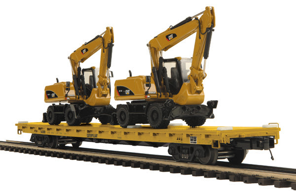 MTH 20-98682 Caterpillar 60' Flat Car with 2 CAT M316D Wheel Excavator Loaders