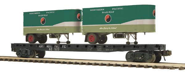 MTH 20-98698 Northern Pacific Flat Car with 2 PUP Trailers
