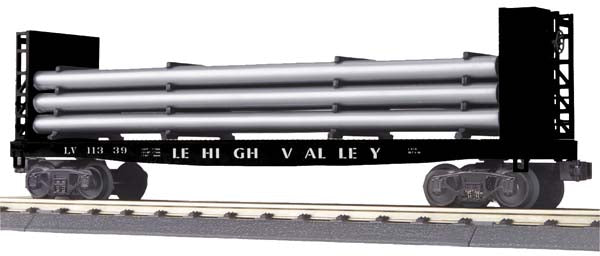 MTH 30-76361 Lehigh Valley Flat Car w/Bulkheads & Pipe Load