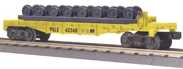 MTH 30-76364 O Pittsburgh & Lake Erie RailKing Flat Car with Wheel Set #42348