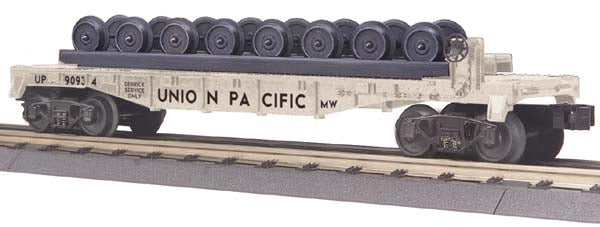 MTH 30-76365 O Gauge Union Pacific RailKing Flat Car with Wheel Set #90934