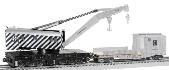 Lionel 6-31782 O Gauge Santa Fe Command Control Crane & Boom Car Set