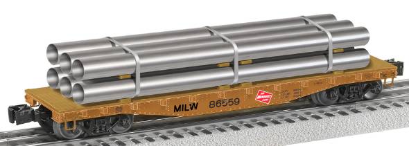 Lionel 6-27824 O Milwaukee Road 40' Flatcar w/Metal Pipes