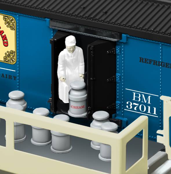 Lionel 6-37011 O Gauge B&M Milk Car with Platform