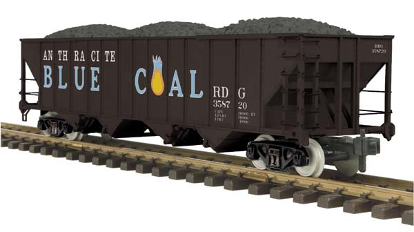 MTH 70-75024 G Scale Anthracite Blue Coal 4-Bay Hopper #358720/358729