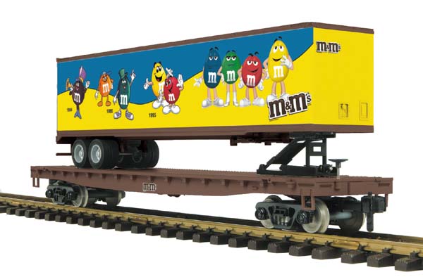 MTH 70-76051 G Scale M&Ms Flat Car with 45' Trailer