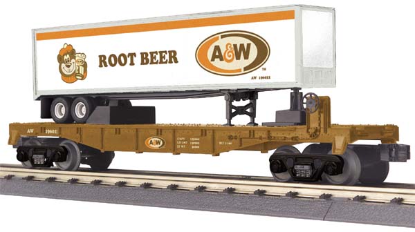 MTH 30-76373 A&W Rootbeer Flat Car w/Trailer