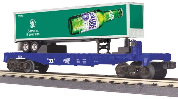 MTH 30-76375 Rolling Rock Flat Car w/ Trailer