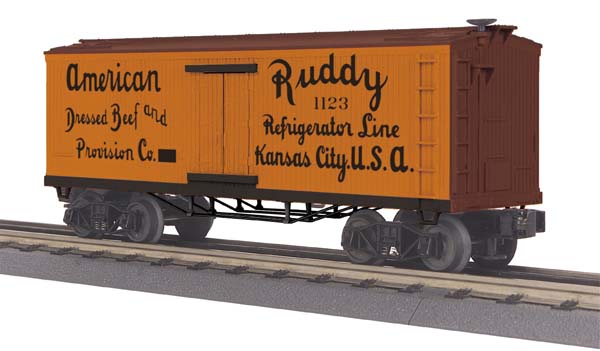 MTH 30-78114 O Gauge Ruddy Refrigerator Line 19th Century Reefer Car #1123