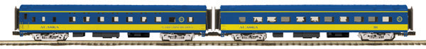 MTH 20-66130 O Alaska Streamlined 70’ Sleeper/Diner Passenger Car Set (Set of 2)