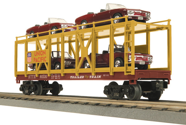 MTH 30-76310 O Gauge Union Pacific Auto Carrier Flatcar w/ 4 ‘69 Monzas #911530