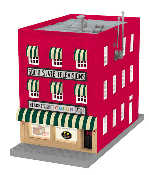 MTH 30-90272 Solid State Televisions 3-Story City Building w/Blinking Sign