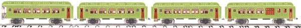 MTH 10-5086 Std. Gauge Apple Green Ives 240 Passenger Car Set (Set of 4)