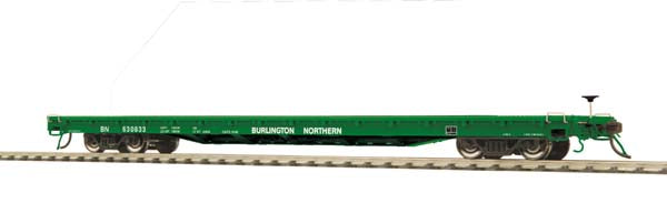 MTH 80-98002 Burlington Northern HO Scale 60' Wood Deck Flat Car