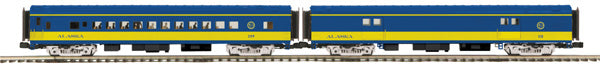 MTH 20-69130 O Alaska 70’ Streamlined Baggage/Coach Passenger Car Set (Set of 2)