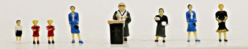 Model Power 1352 N Pastor at the Pulpit with Congregants Figures (Set of 9)