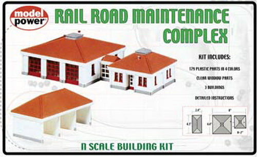 Model Power 1584 N Scale 3-Building RR Maintenance Complex Kit