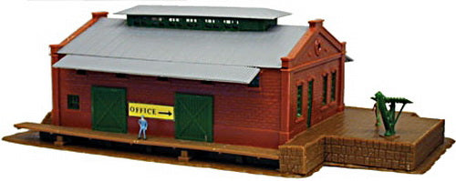 Model Power 2580 N Scale Freight Depot Built Up Lighted W/2 Hand Painted Figures