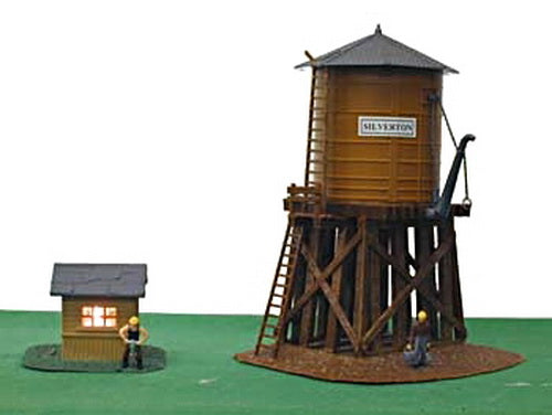 Model Power 561 HO Silverton Water Tank & Shed Lighted W/2 Handpainted Figures