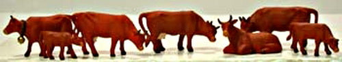 Model Power 5732 HO Brown Cows & Calves Figures (Set of 7)