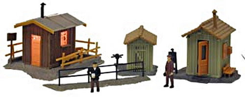 Model Power 643 HO Scale 3 Trackside Buildings--Lighted