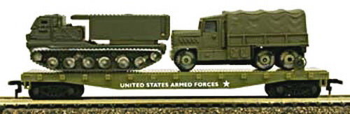 Model Power 98657 HO Scale US ARMY 51'Flat w/Missile Launcher And Troop Carrier