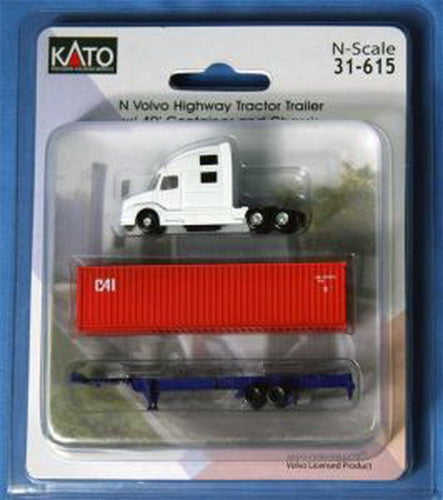 Kato 31-615 N CAI Highway Volvo Tractor Trailer W/40' Container & Chassis