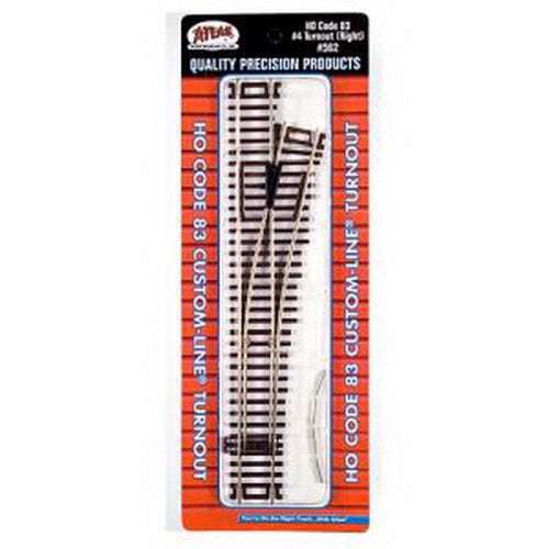 Atlas 0562 HO Scale Code 83 Nickel Silver Rail #4 Right Hand Switch Turnout