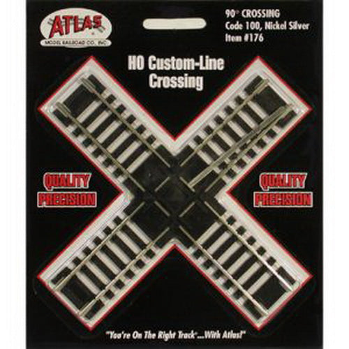 Atlas 0176 HO Scale Custom-Line Code 100 Nickel Silver 90° Track Crossing