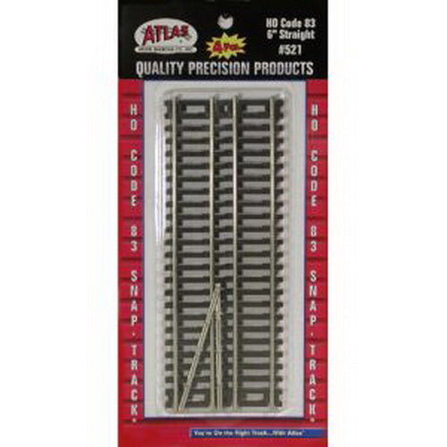 Atlas 0521 HO Code 83 Nickel Silver 6" Straight Track (Pack of 4)