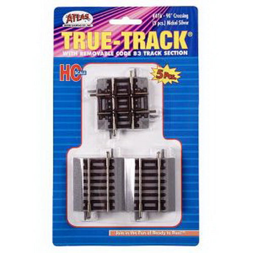 Atlas 0476 HO Code 83 Nickel Silver Rail  90° Crossing Track (Set of 5)
