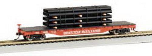 Bachmann 18928 HO Western Maryland 50' Flatcar w/Pipe Load