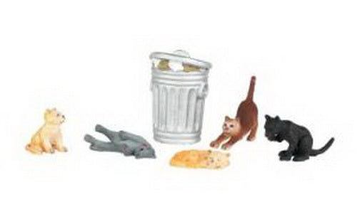 Bachmann 33107 HO Cats w/Garbage Can (Set of 6)