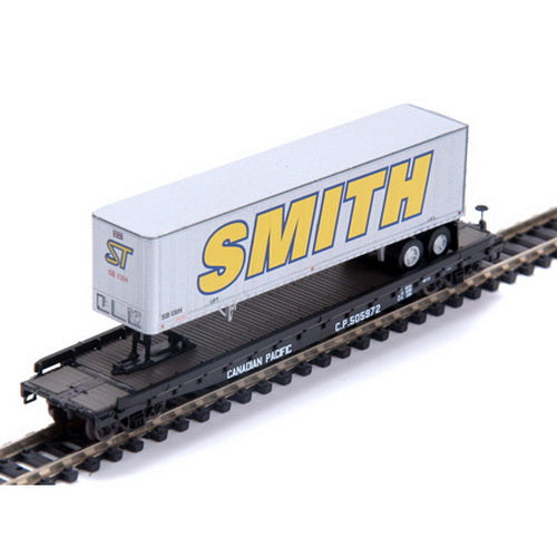 Athearn 17320 N Canadian Pacific Rail Flatcar #505972 w/ 40' Smith Trailer