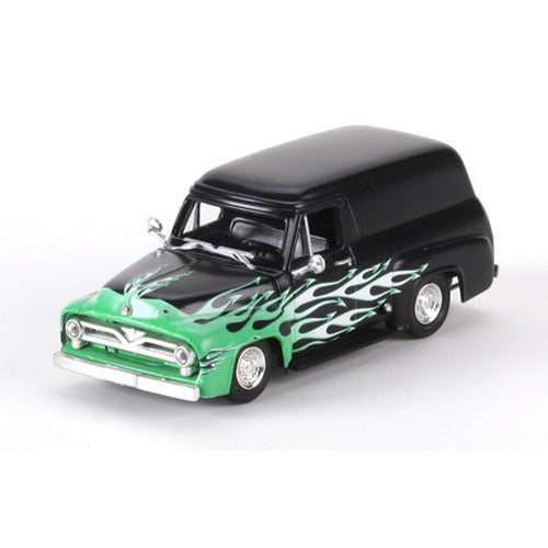 Athearn 26499 HO Black/Flames 1955 Ford F-100 Panel Truck