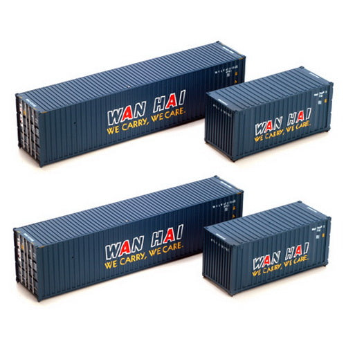Athearn 27880 Wan Hai 20' & 40' Containers Assortment (Pack of 4)