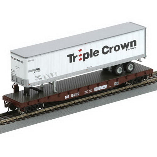 Athearn 92076 HO Norfolk Southern 50' Flatcar w/ Triple Crown Trailer