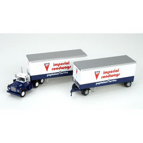 Athearn 93149 HO Imperial Roadways Mack R Tractor W/2-28' Wedge Trailers