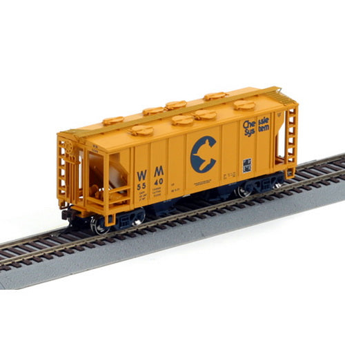 Athearn 94355 HO Scale Chessie 34' PS2 2003 2-Bay Covered Hopper Car #5540