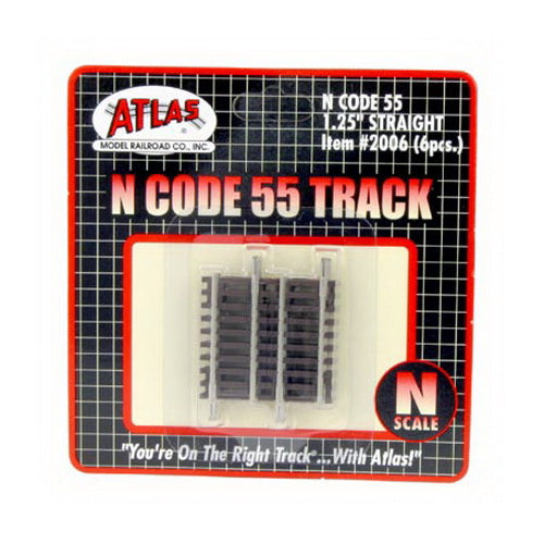 Atlas 2006 N Code 55 Nickel Silver 1-1/4" Straight Track (Pack of 6)