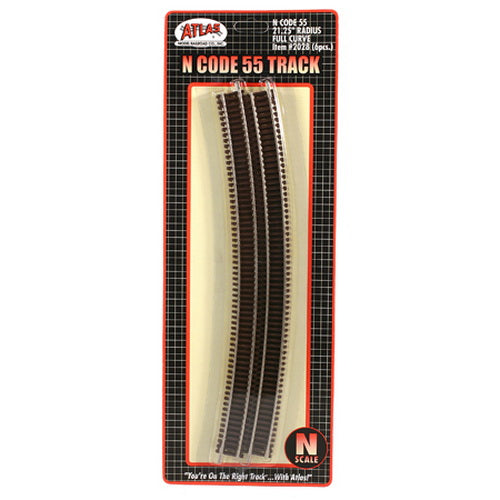 Atlas 2028 N Code 55 Nickel Silver 21-1/4" Radius Full Curved Track (Pack of 6)