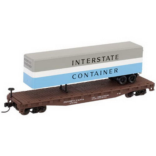 Atlas 37826 N Scale PRR 50' Flatcar w/40' Interstate Container Trailer #475498